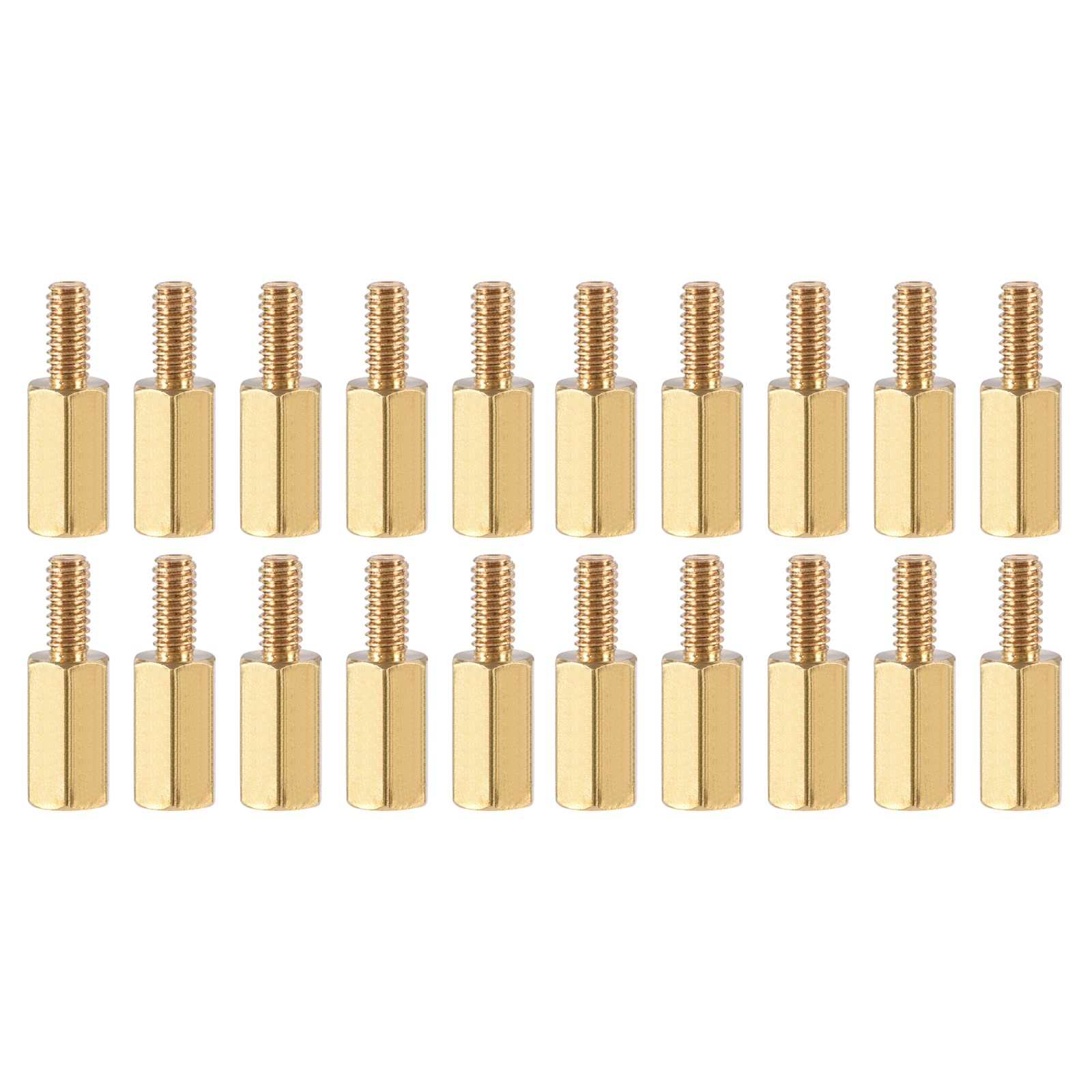 YOKIVE 20 Pcs M2.5 Standoff Screws, Brass Hex PCB Standoffs, Keep Height Consistent, Great for Motherboard (Gold Tone, 9mm+6mm)
