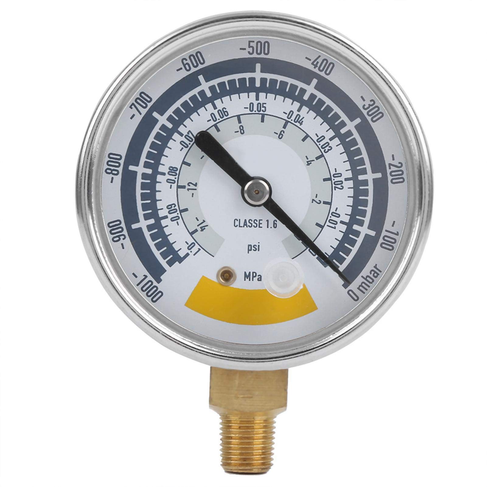 Pressure Gauge, 304 Stainless Steel Accurate Air Gauge Instrument for Vacuum Pump 0~-14psi G1/4in Connector for Home Water Gage Measuring