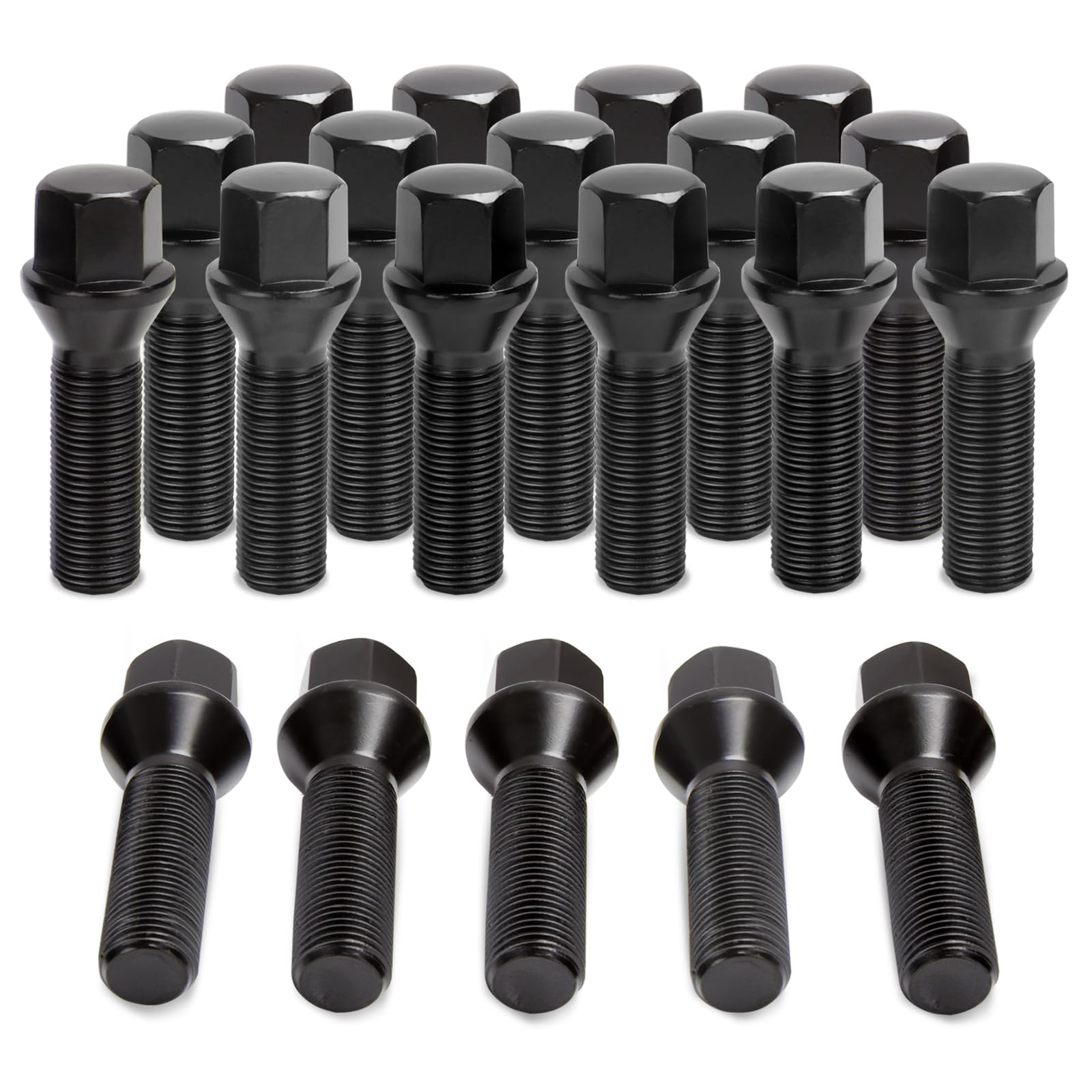 Photo 1 of M14x1.5 Extended Lug Bolts for Wheel Spacer, 20PCS 14mmx1.5 40mm Shank Length Conical Seat Aftermarket Wheel Lug Bolts, Compatible with X3 E83 X5 E53 7 Series E6x Mercedes-Benz and More
