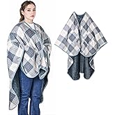 forestfish Wearable Blanket Poncho With Pockets And Buttons, Flannel Shawl Wrap Blanket For Women Soft And Warm