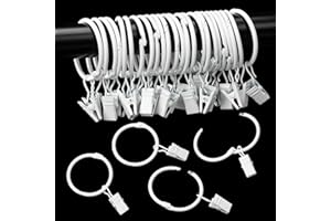 Openable Curtain Rings with Clips,1inch Inner Diameter,Heavy Duty Rustproof Metal Decorative Vintage Drapery Rings Curtain Cl
