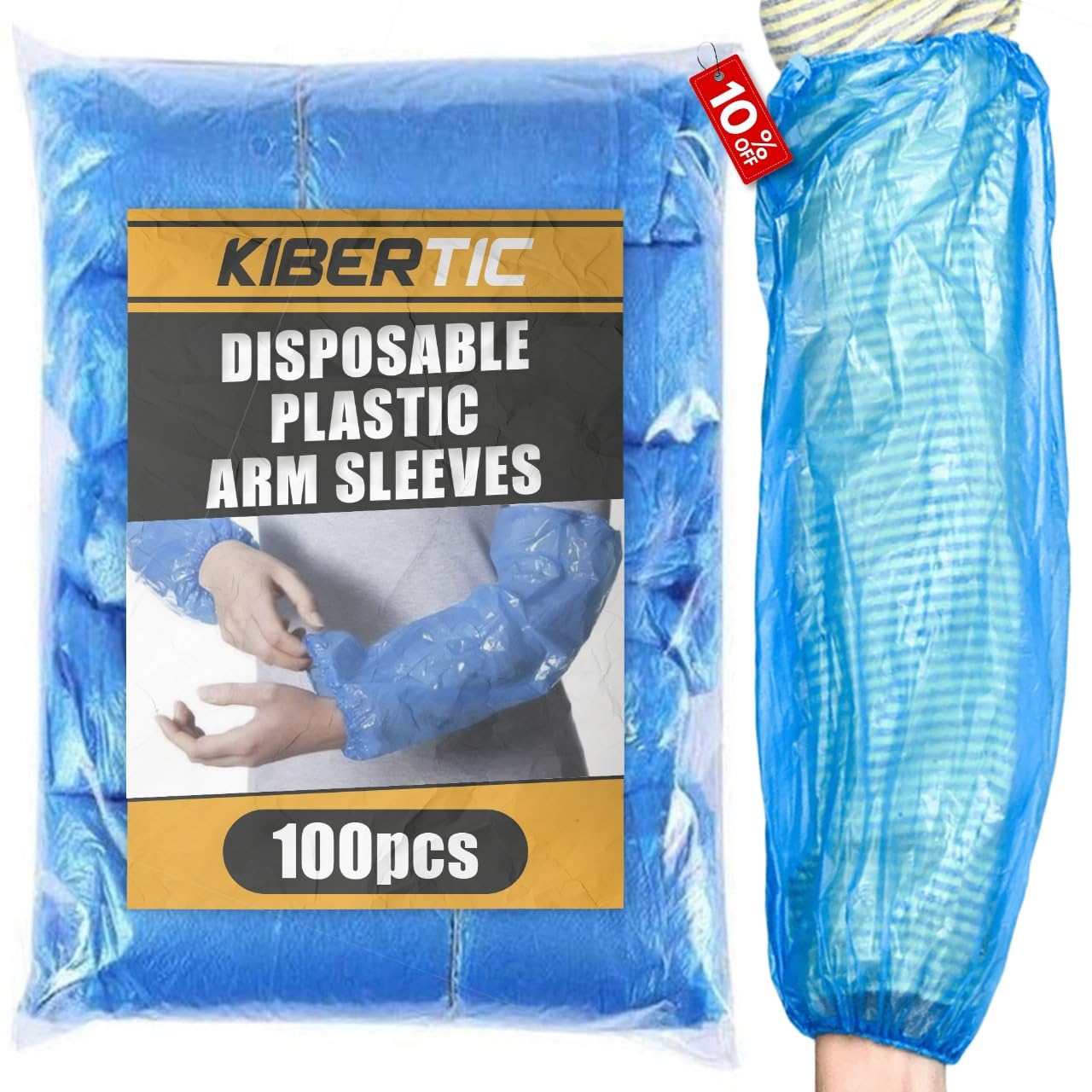 KIBERTIC - 100 PCS Disposable Arm Sleeves, High Quality Protective Sleeves for arms to Lab & Tattoo, Disposable sleeve Protectors one Size, plastic arm sleeves Comfortable & Safe, Hygienic & Resistant