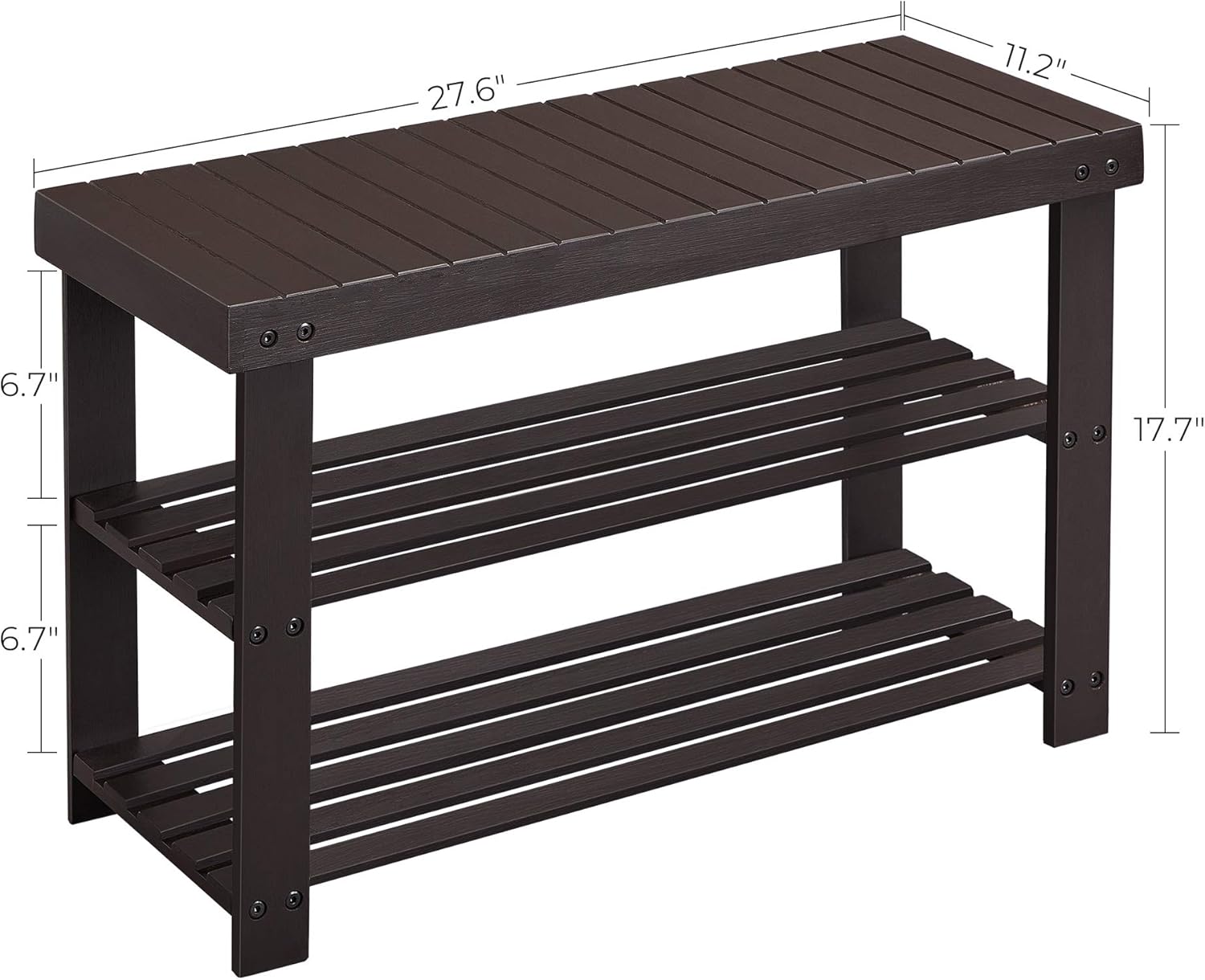 SONGMICS 3-Tier Bamboo Shoe Rack Bench, Shoe Organizer Shelf, Holds Up to 264 lb, Brown: Furniture & Decor