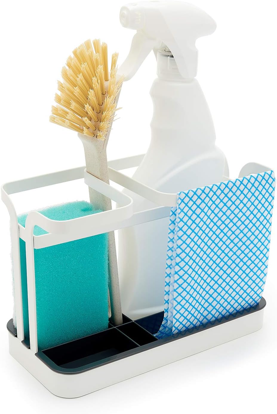 simplywire - Sink Tidy/Caddy - Retro Flat Steel Wire Kitchen Sink Organiser - White, 21cm (W) x 10cm (D) x 14cm (H)