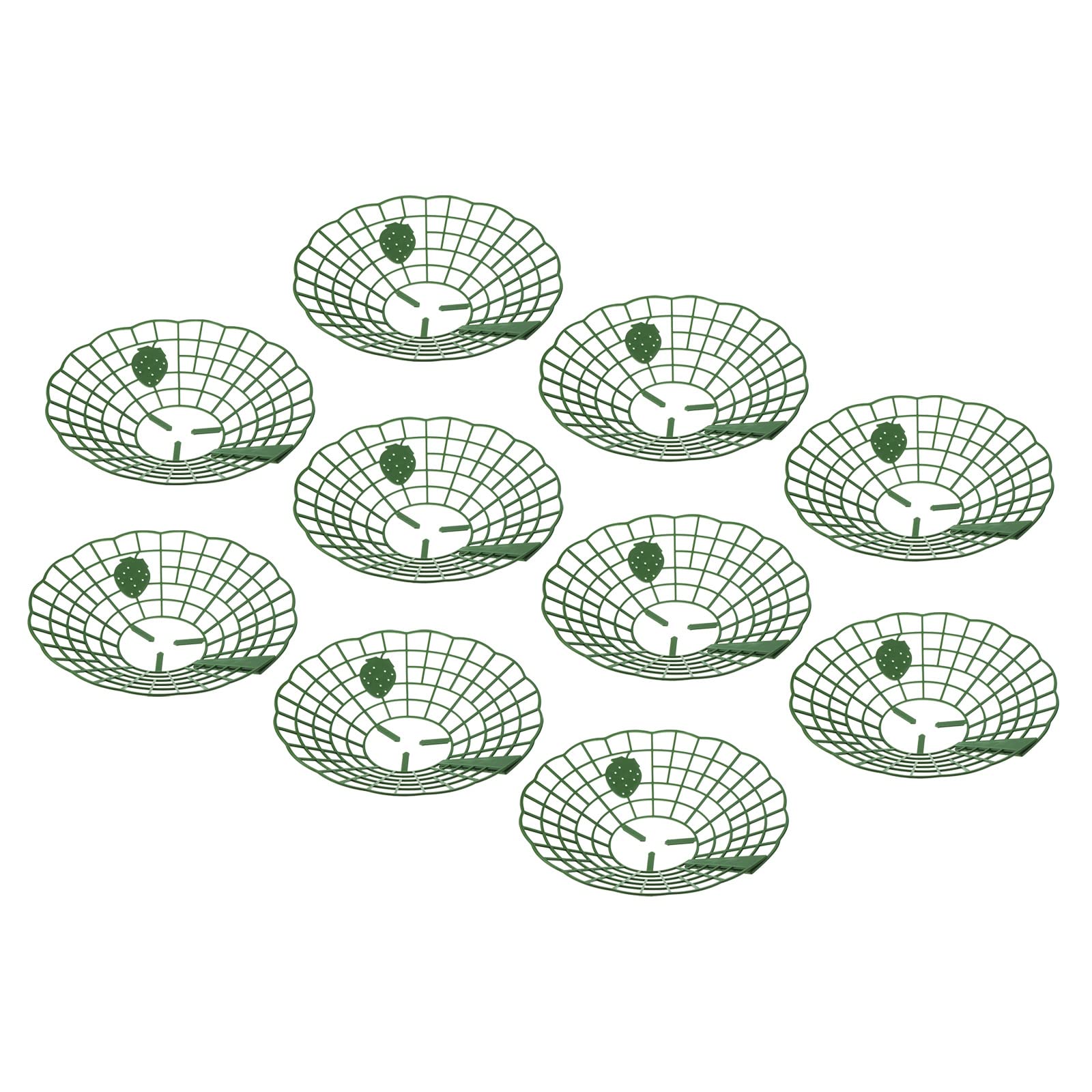 M METERXITY 10 Pack Plant Support Holder with 3 Pillars - Round Supporter Fruits Flowers Strawberry Holding, Apply to Outdoor/Garden (11.8 Inches, Green)