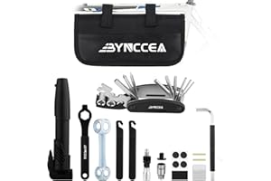 Bynccea Bike Tire Repair Tool Kit with Tire Pump, Portable Bicycle Repair Bag Bicycle Tyre Lever Patch Repair Tools, All in One Bicycle Tire Patch Kit for Mountain Bike and Road Bike