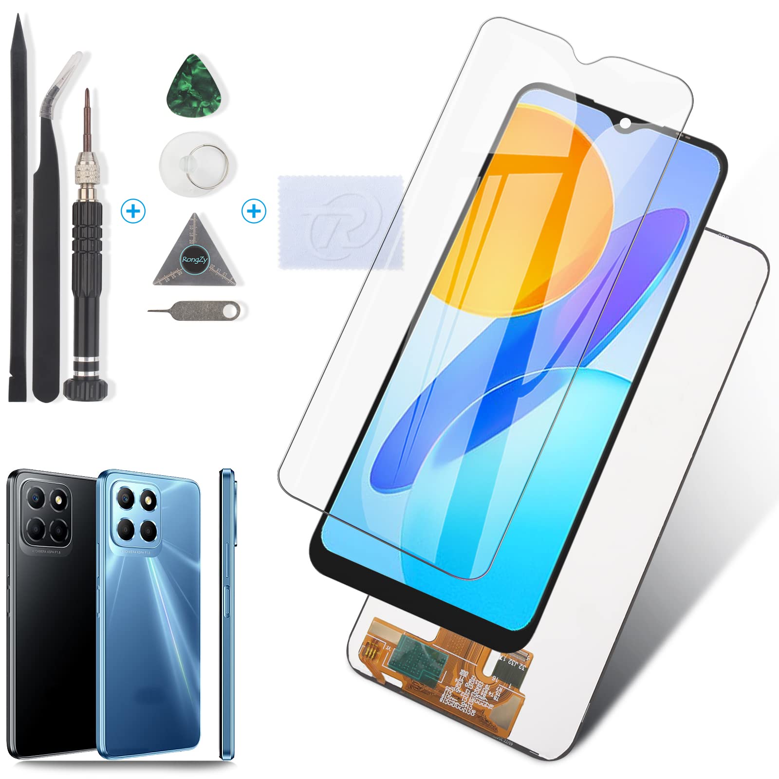 RongZy Screen Replacement for Honor X6 4G/Honor X8 5G VNE-N41 LCD Display Touch Screen Digitizer Assembly for Honor X8 5G Display Replacement with Kit(Black)