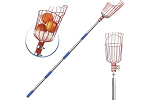 DIIG 5.5 Foot Fruit Picker Tool with Stainless Steel Pole, Picking Equipment for Lemons, Apples, Guavas, Avocados, Pears, Mangoes, Oranges