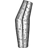 Stainless Steel Boston Shaker with Etched Pattern Weighted Shaking Tin Set (Cocktail Imagery)