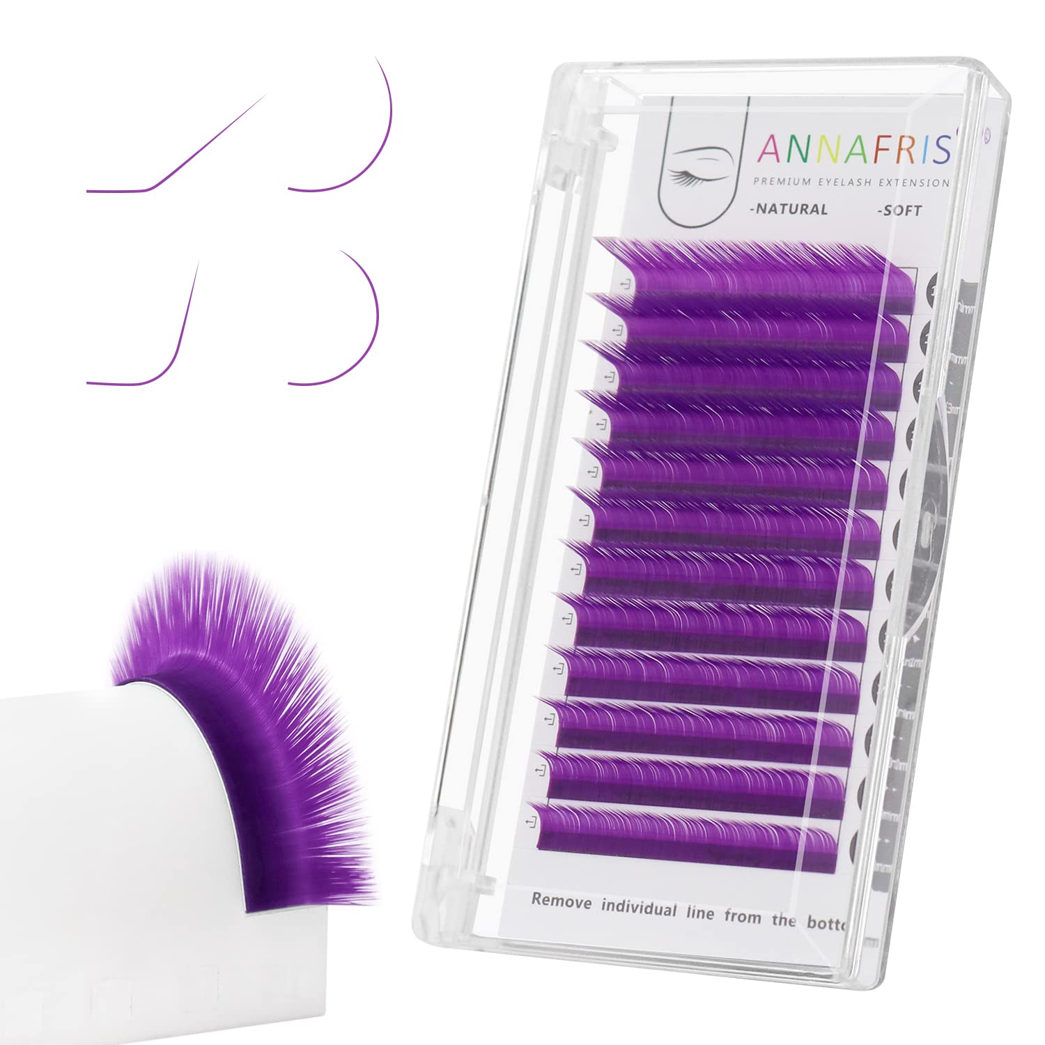 ANNAFRIS Colored Eyelash Extension Classic Purple 0.07 L Curl 8-15mm Mix Colorful Single Lash Extension Individual Salon Supplies Color Lash Professional (Classic Purple,0.07 L 8-15mm Mix)