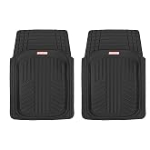 Motor Trend FlexTough Plus-2 Piece Front Car Floor Mats- Black Contour Liners-Deep Dish Heavy Duty Rubber Floor Mats for Car SUV Truck &amp; Van-All Weather Protection, Universal Trim to Fit