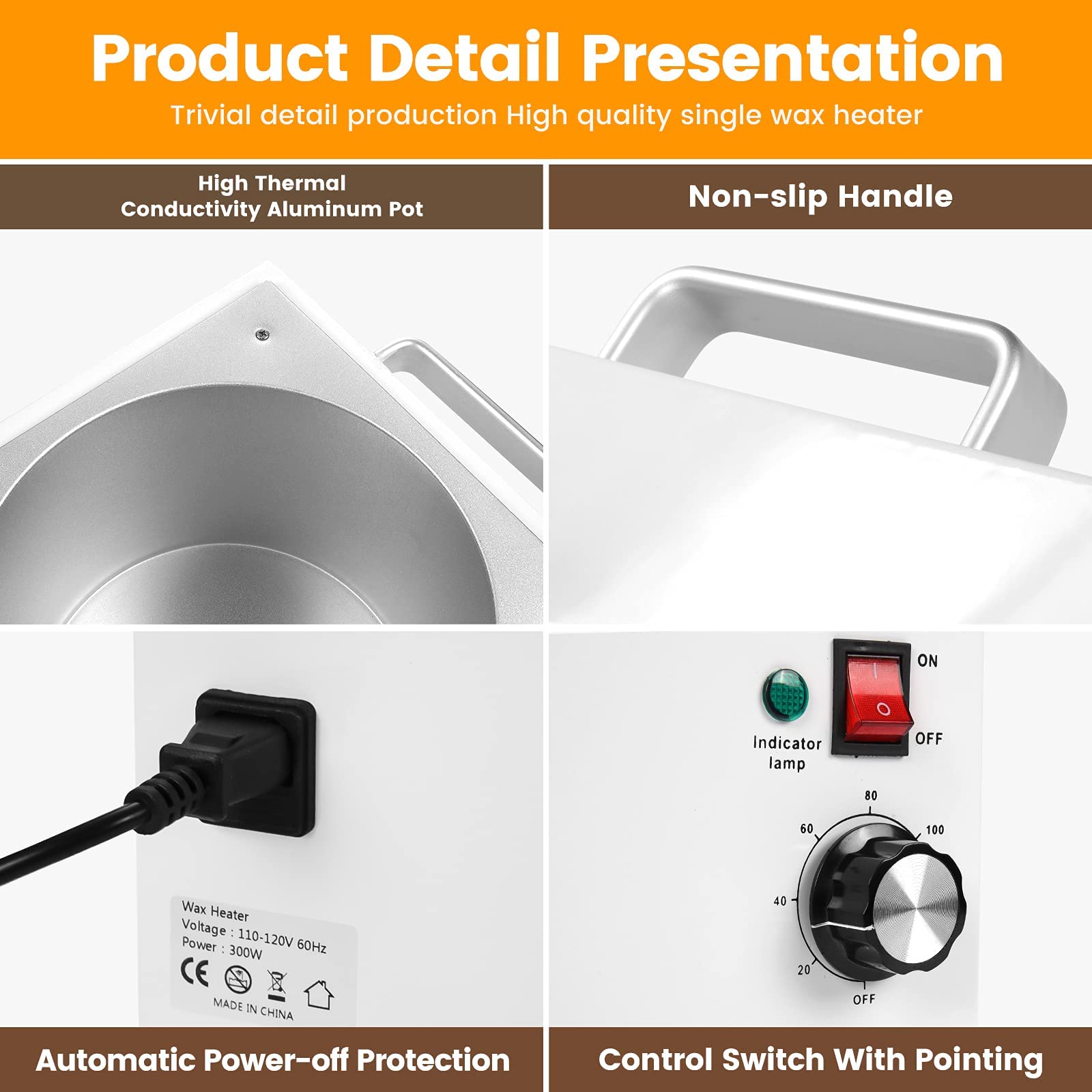 Anbull 5.5lb Professional Single Wax Warmer, Electric Lagre 2.5L Wax Heater Pot for Hair Removal with 20-120℃ Temperature Control, Paraffin Hot Facial Skin SPA Equipment