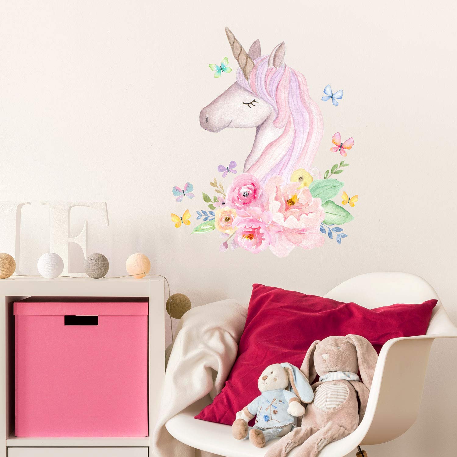 Stickerscape Watercolour Unicorn Head wall sticker (Regular) | Perfect for creating a unicorn themed room | Unicorn wall stickers | Easy to Apply, Cleanly Removable