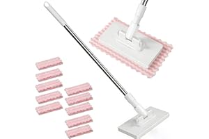 Snap Manual Minimop, Retractable Adjustable Handle with 10 Reusable Cloths for Wet & Dry Multi-Surface Cleaning - Convenience