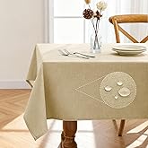 Pureegg Rectangle Linen Tablecloth Waterproof &amp; Stain Resistant, Wrinkle-Free Table Cloth Adds Elegance and Protection, Ideal for Dining, Party, Wedding and Outdoor, 60 x 84 Inch, Beige