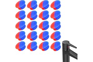 GOKTVAI 20pcs Hot and Cold Water Faucet Indicator, Silicone Faucet Index Buttons for 6.8mm-7mm Holes Red & Blue Water Tap Temperature Indicator Caps for Kitchen Bathroom Sink