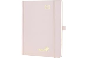 POPRUN Planner 2024-2025, [Medium 6.5'' x 8.5'' Hard Cover] Academic Calendar (July 24-June 25) Daily Weekly and Monthly Appointment Book with Hourly Time Slots, Monthly Tabs, 100 GSM - Light Pink