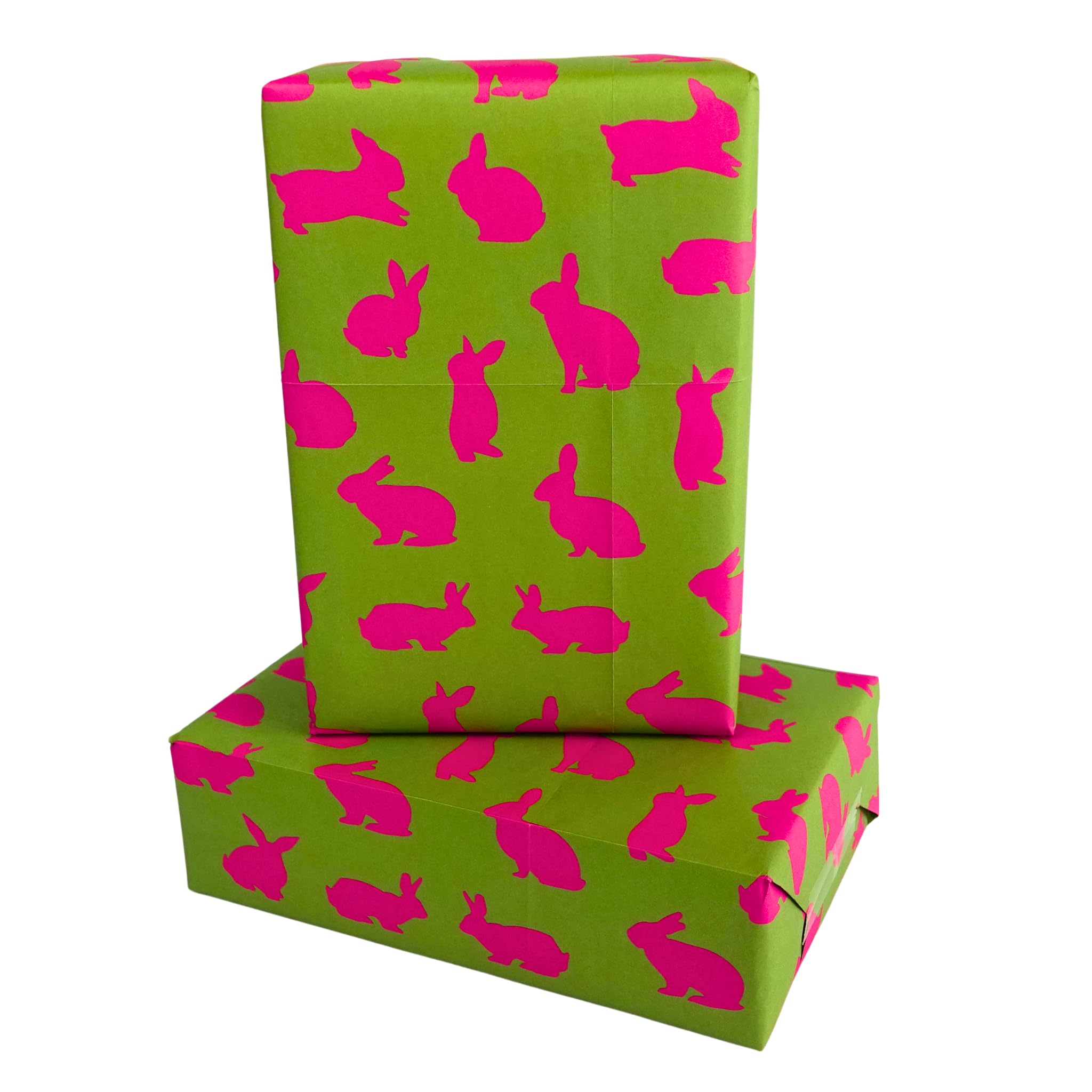 WRAPT Eco Birthday Wrapping Paper Large Quality Thick 50x70cm Present Sheets - UK Made - Recyclable Bright Scandi Gift Wrap (Bouncing Bunnies, 6 sheets)