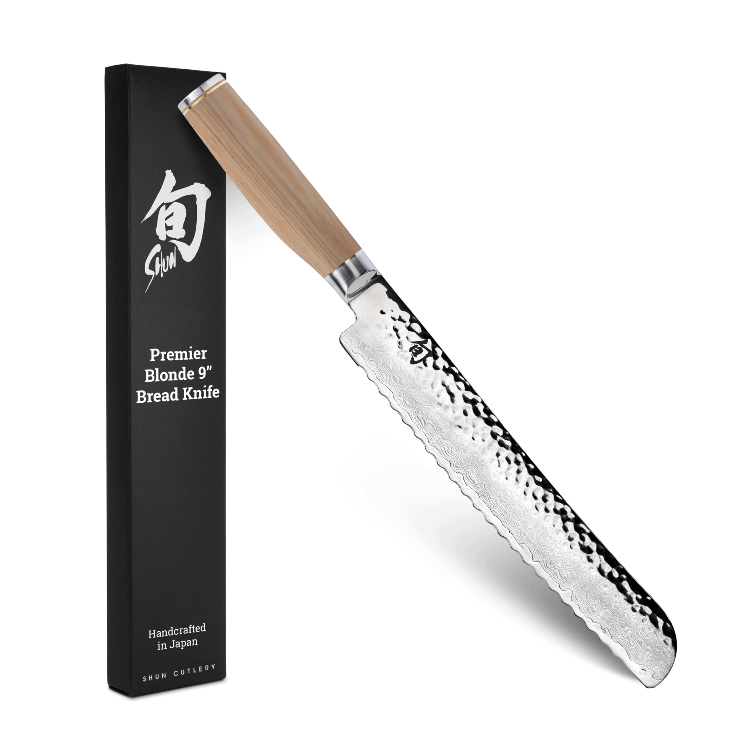 Photo 1 of Shun Premier Blonde 9" Bread Knife, Handcrafted Japanese Serrated Knife, VG-MAX Core with Damascus Stainless Steel Cladding, Pakkawood Handle, Slicing Tool for Professional and Home Chefs