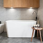 Acrylic Freestanding Bathtub, Soaking Tub with Seat, Toe-Tap Drain, Slotted Overflow, Deep Ergonomic Design, CUPC Certified, 