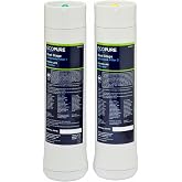 EcoPure ECODWF Dual Stage Water Filter Replacement Set &ndash; Fits ECOP20 Under Sink System &ndash; NSF-Certified &ndash; Reduces Lead, Chlorine, Cysts &amp; More &ndash; 6-Month Life &ndash; Easy, Mess-Free Changes