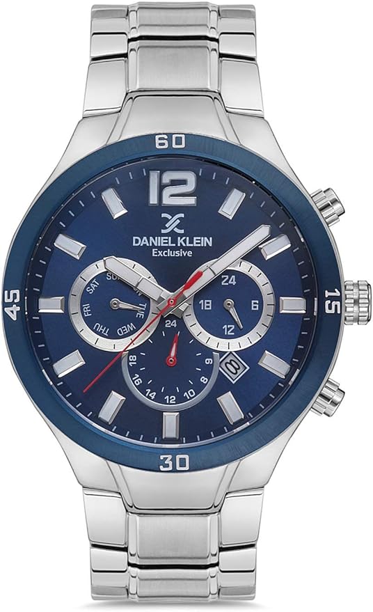 Daniel Klein Exclusive Gents Blue Dial Silver Band Watch DK.1.12604