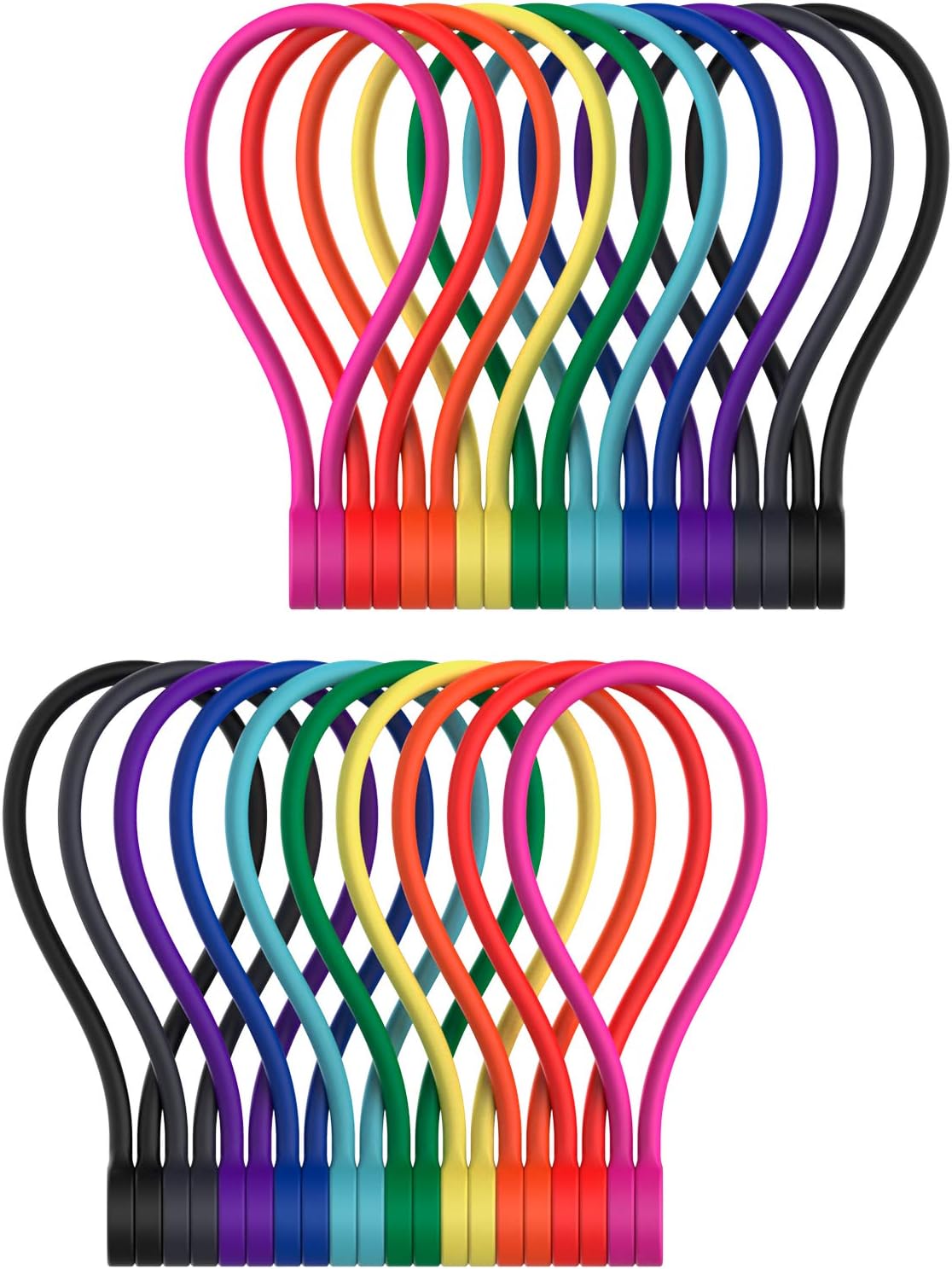Smart&Cool 7.16'' | Reusable Silicone Strong Magnetic Cable Ties/Magnetic Twist Ties for Bundling and Organizing, Holding Stuff, Book Markers, Fridge Magnets, or Just for Fun (10 Colors-20Pack): Home Improvement