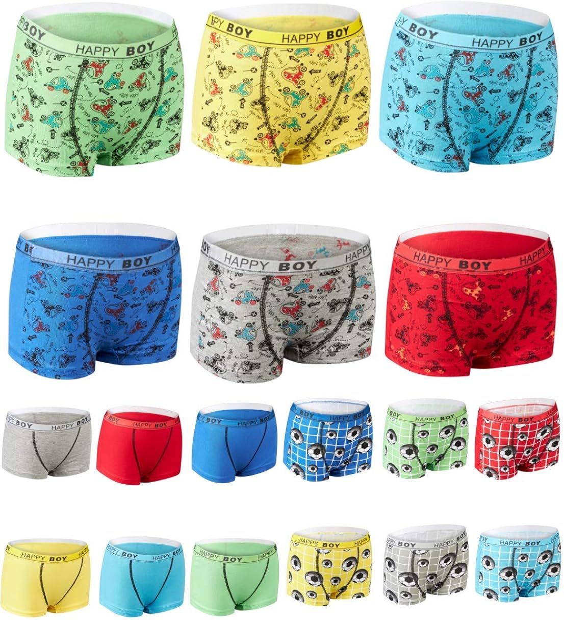 ReKoe 6er Pack Jungen Boxershorts Microfaser - Bequeme Unterhosen Für Kinder 110-186