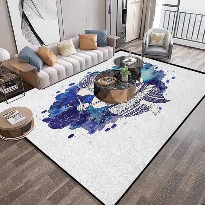 Alfombra para recámara de acuarela de 4 x 6 pies, fondo de acuarela
