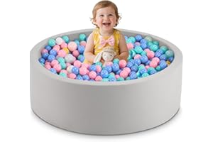 Aunekiv 35.4" x 11.8" Foam Ball Pit for Toddlers, Baby Round Balls Pool for Babies 1-3, Kids Play Ball Pits Ideal Gift for Boys and Girls, Balls Not Included, Grey