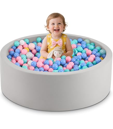 TRENDBOX 27" Memory Foam Ball Pit - Light Gray Indoor Play Pit For Toddlers (Balls Not Included)