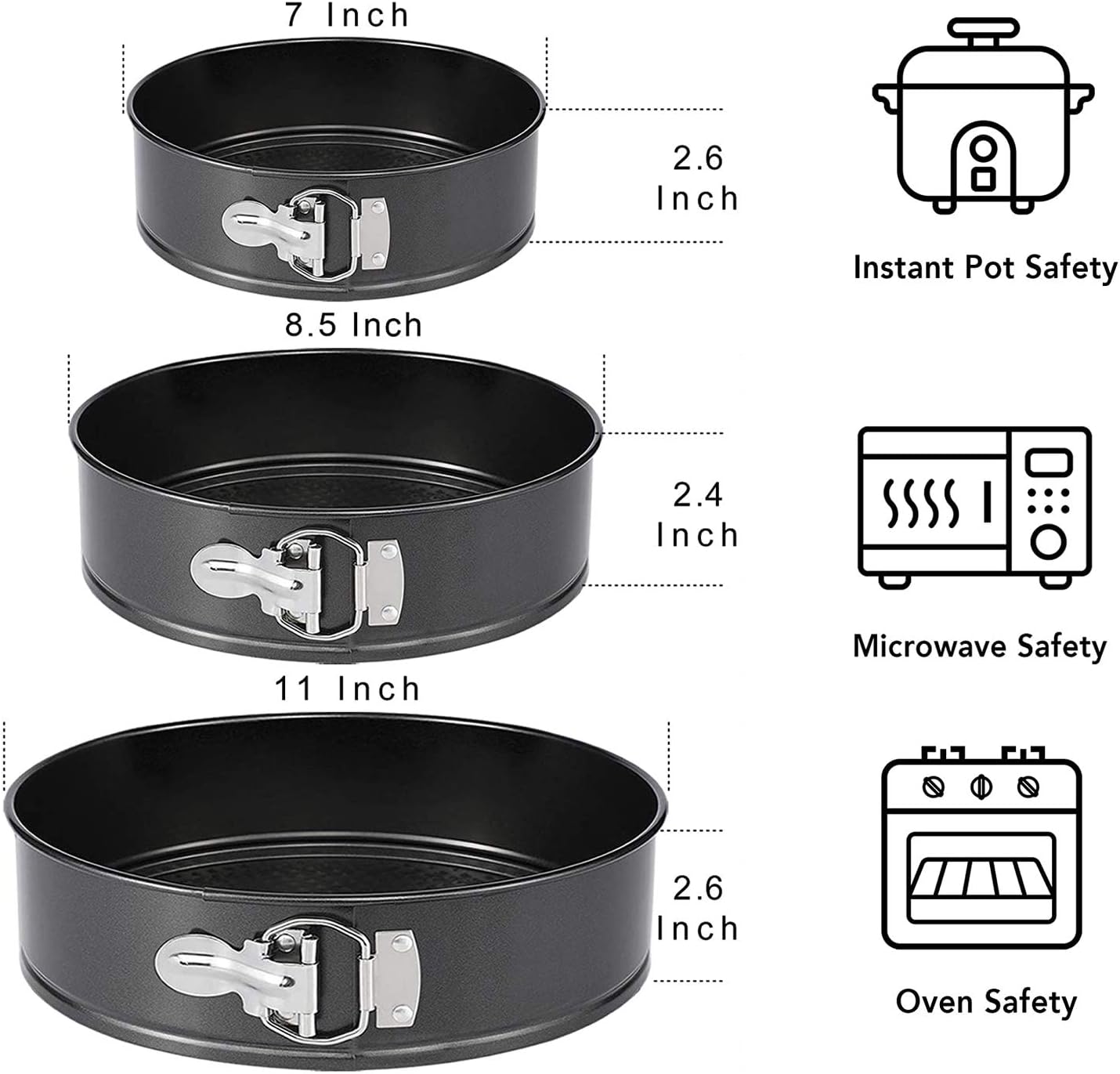 Springform Pan (4"/7"/9") Set, Non-stick Leakproof Round Cake Pan Bakeware Baking Pans Cheesecake Pan 3 Pack: Kitchen & Dining