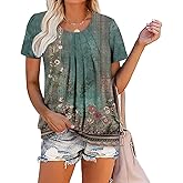 ZOLUCKY Womens Casual Short Sleeve Tunic Tops Scoop Neck T Shirts Summer Loose Fit Tunics