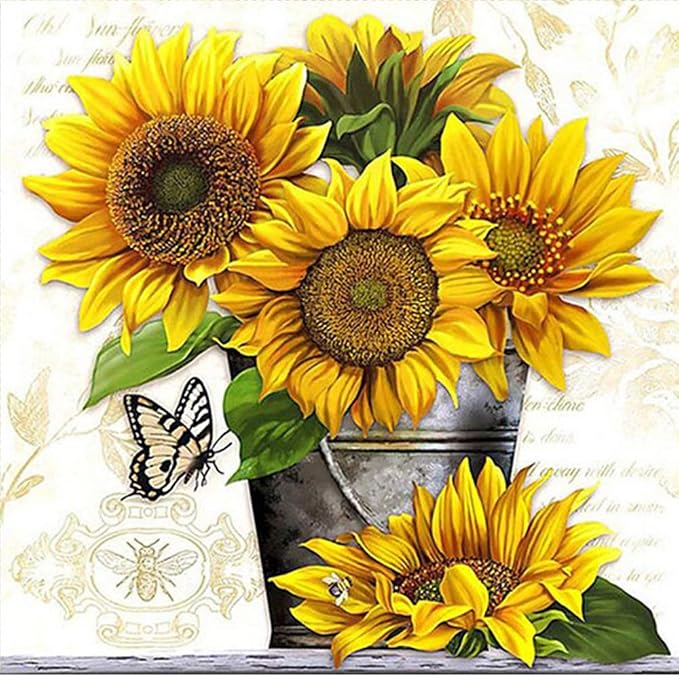 5D Full Drill Sunflower Diamond Painting Kit, DIY Diamond Rhinestone