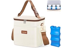 TAESSV Breastmilk Cooler Bag with Ice Pack - Breast Milk Cooler Travel Bag Fits 6 Bottles Up to 11 Oz Insulated Baby Bottle Cooler Bag Breastmilk Storage Bag Cooler Perfect for Nursing Mom Daycare, Beige