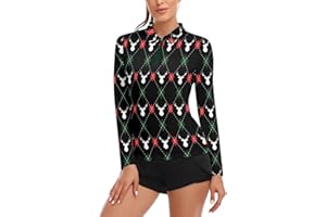 Soneven Womens Long Sleeve Golf Shirts Half Zip Moisture Wicking Print Golf Tops Tennis Shirts(XS-3XL)