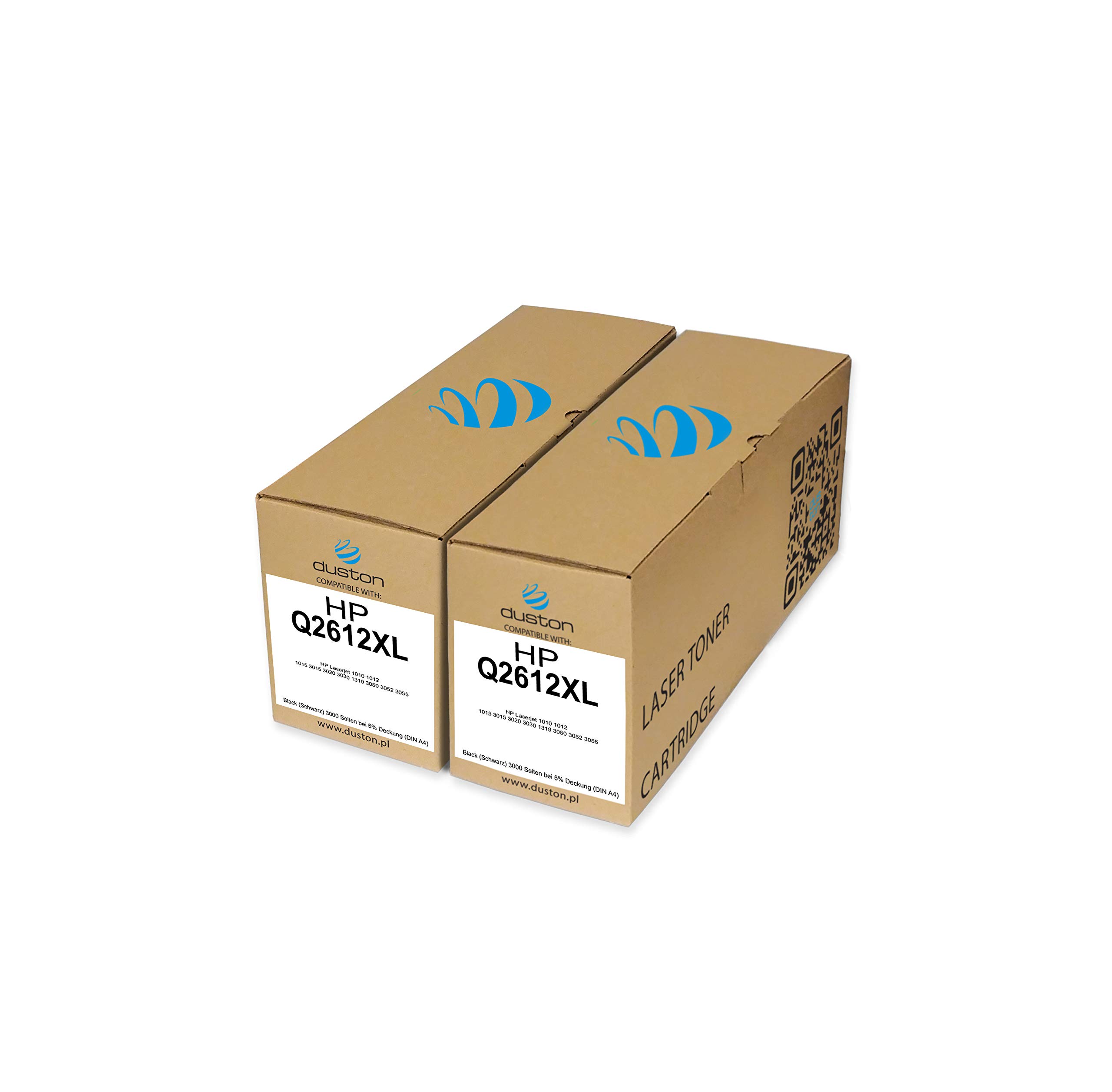 duston 2x Q2612XL, 12XL Regenerated black toner cartridge compatible with HP Laserjet 1010 1012 1015 3015 3020 3030 1319 3050 3052 3055