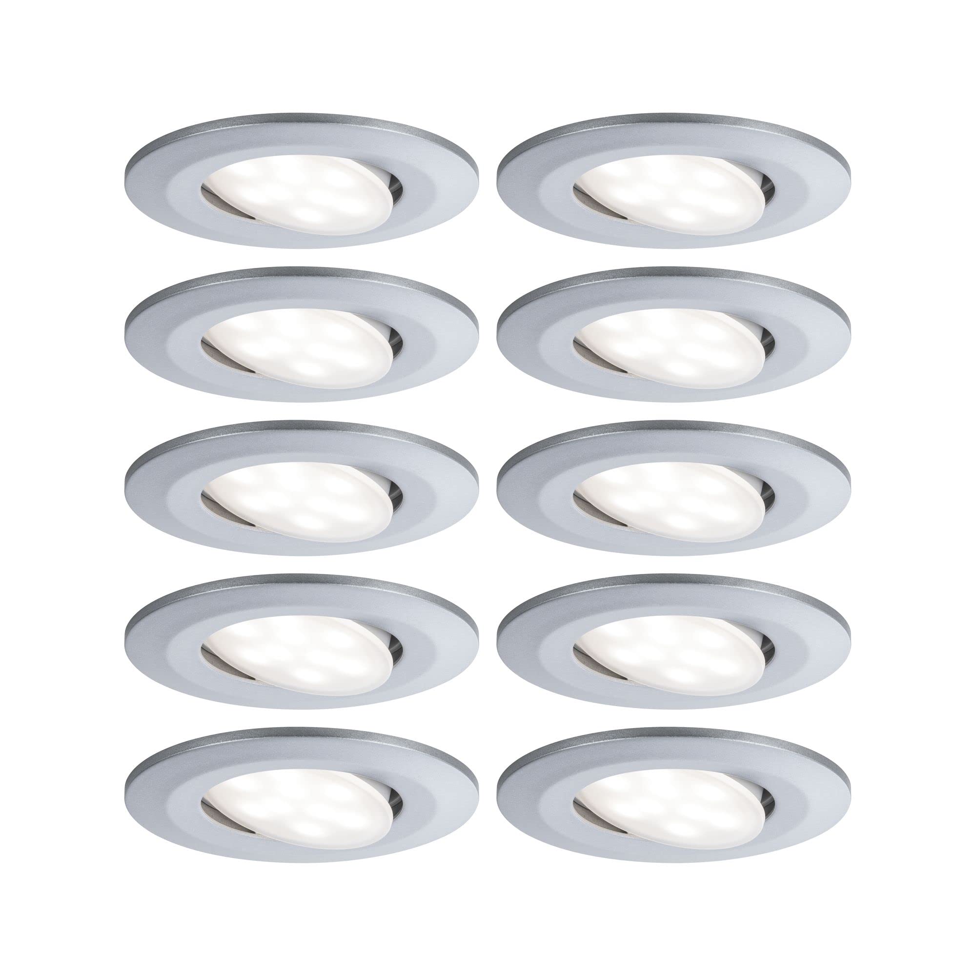 Paulmann 99925 Calla LED recessed luminaire Round Set of 10 incl. 10x6.5W IP65 dim recessed spot Chrome matt Cabinet Light Plastic recessed lamp 4000K