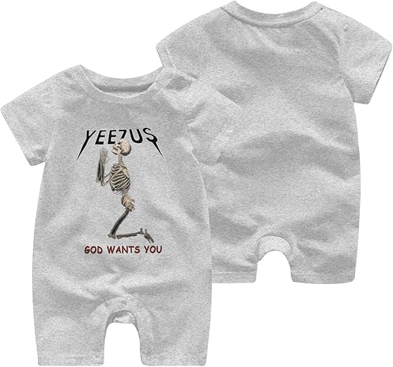 Amazon Co Jp Kanye West Yeezus カニエ ウェスト ベビー服 ロンパース 連体服 夏 半袖ロンパース 赤ちゃん カバーオール インナー 綿 着替え便利 半袖 新生児 子供服 出産祝い ギフト プレゼント 服 ファッション小物