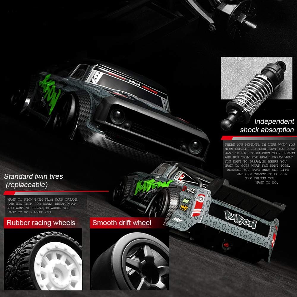 Fisca 1/16 Remote Control High Speed Car, 4WD RC Drifting Racing Cars Fast 20MPH Truck 2.4Ghz Off-Road 4X4 Buggy Car Speed & Steering Control Vehicle Toy with Lights for Kids and Adults: Toys & Games