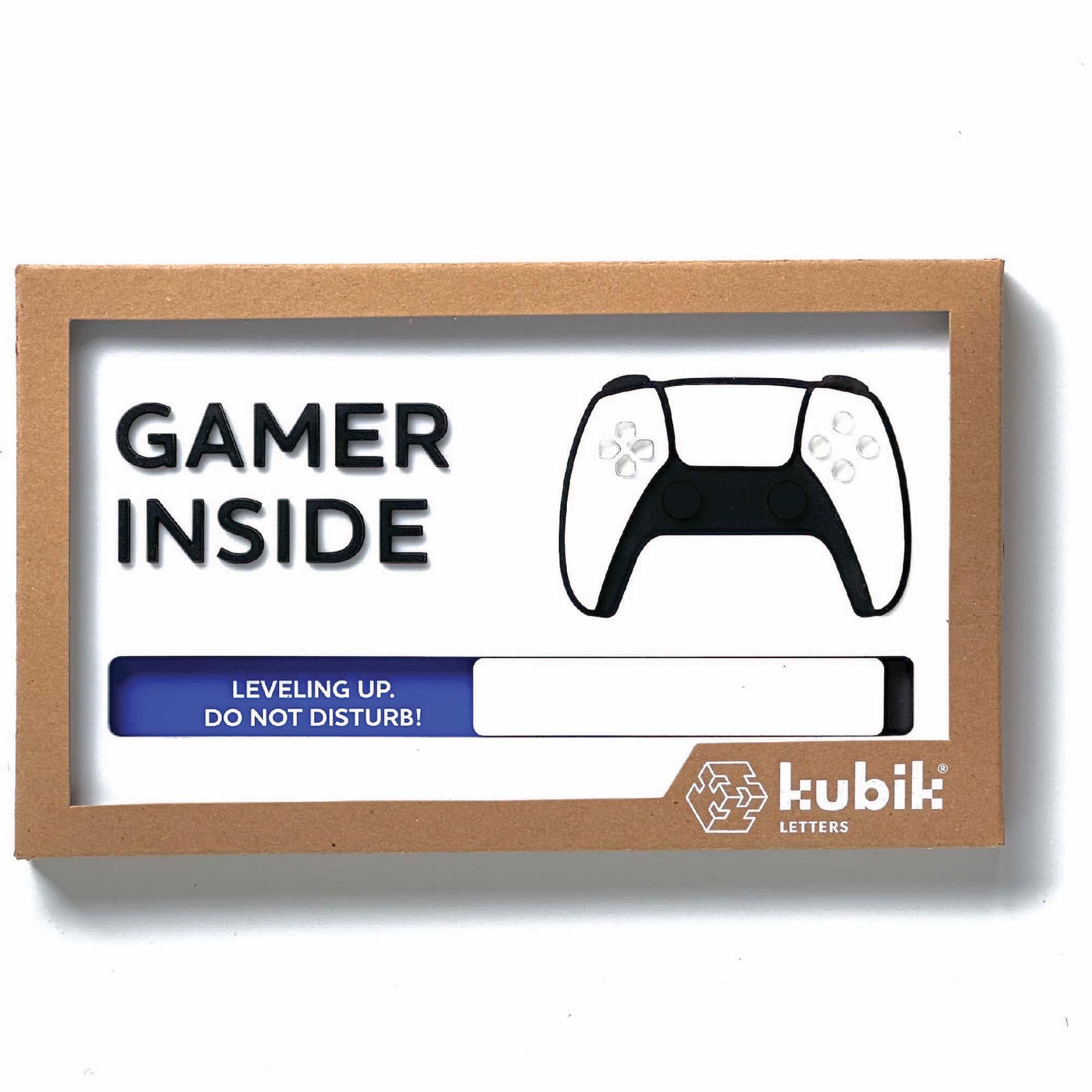 Kubik Letters Video Game Room Sign - White Edition - Gaming Do Not Disturb Sign for Bedroom - Man Cave Accessories - Gamer Boys Decor - Gaming Accessories With Slider