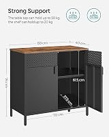 SONGMICS Storage Cabinet Metal Cabinet with Double Doors LSC102B01 Rustic Brown view 6