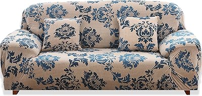 Teynewer 1-Piece Fit Stretch Sofa Cover Provence Print 1 Seater