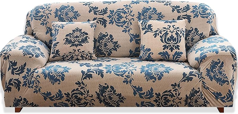 Teynewer 1-Piece Fit Stretch Sofa Cover Provence Print 1 Seater
