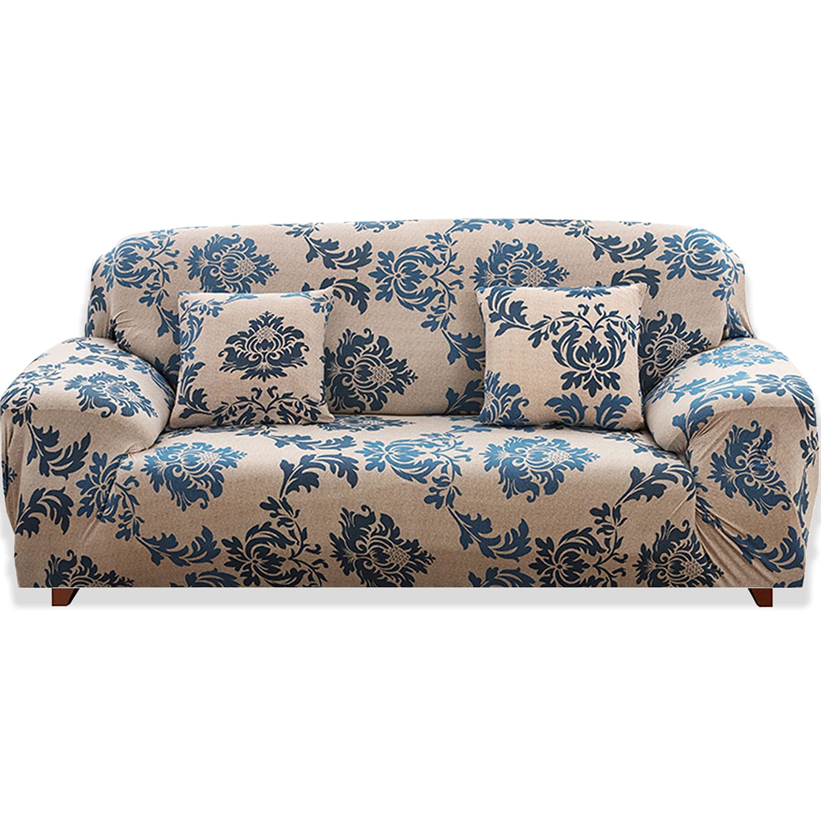 Teynewer 1-Piece Fit Stretch Sofa Cover, Sofa Slipcover Elastic Fabric Printed Pattern Chair Loveseat Couch Settee Sofa Covers Universal Fitted Furniture Cover Protector (2 Seater, #Provence)