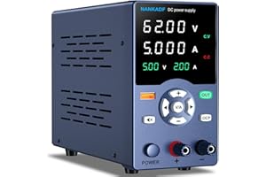 NANKADF DC Power Supply, Variable Power Supply with Output Button, USB Fast Charging Port, Bench Power Supply with OCP Short Circuit Alarm, USB Output Current Display, Mute Mode (60V 5A Blue)