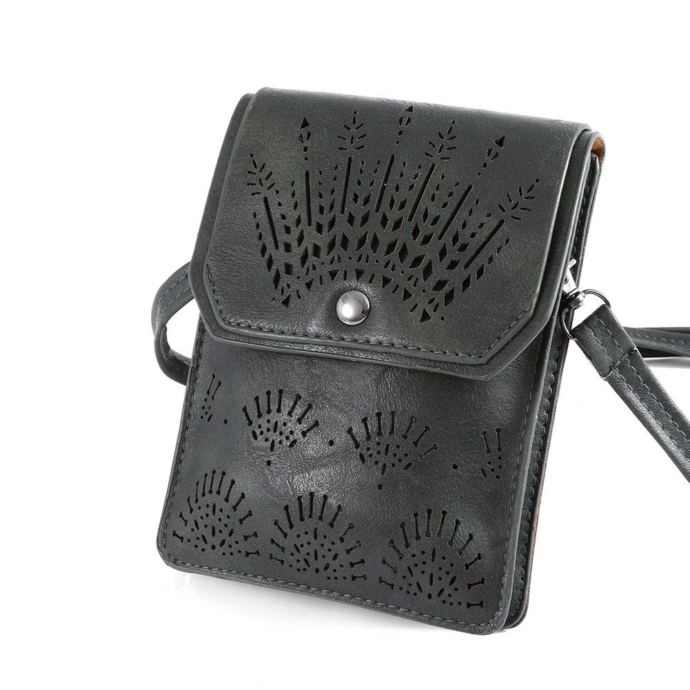 TENXITER Women Hollow Texture Small Crossbody Bags Cell Phone Purse Wallet for Girl (Green)