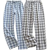STMAHER Men's Pajama Pants Cotton Pjs Bottoms Lightweight Pajama Bottoms Woven Knit Pants With Pocket
