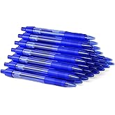 deegtran Pens Bulk, 30 Pack No Bleed Blue Ink Click Pens with Soft Grip, Wholesale Retractable Ballpoint Pens for Office School, Medium Point Smooth 1.0MM