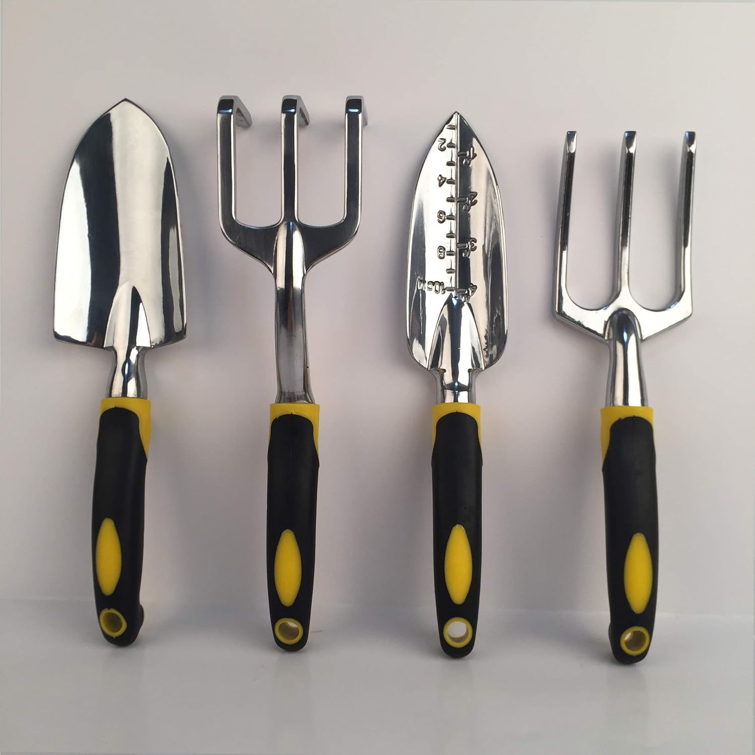 DFSQ Garden Tools Set, Ergonomic 4 Piece Gardening Kit Includes Hand Trowel, Transplant Trowel, Cultivator and Hand Rake, Durable and Delicate Garden Gift : Garden & Outdoor